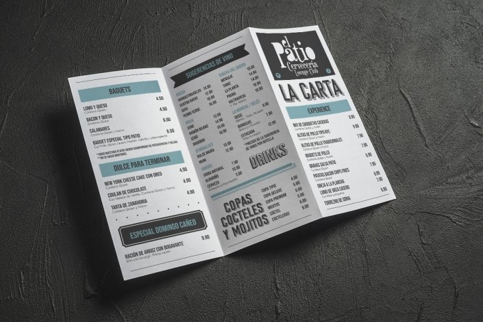 Diseño cartas el Patio