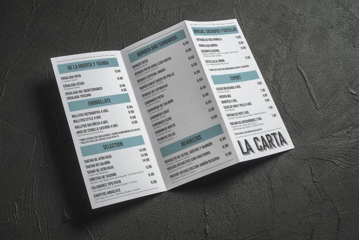 Diseño cartas el Patio